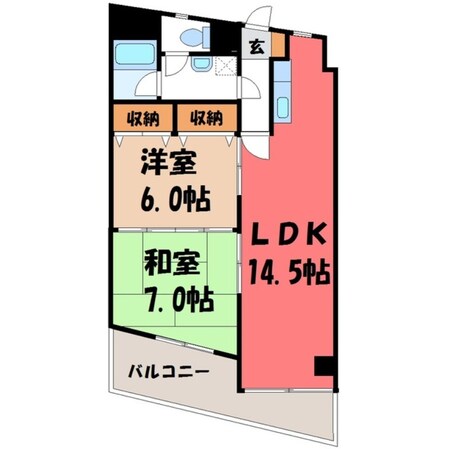 東武宇都宮駅 徒歩15分 5階の物件間取画像